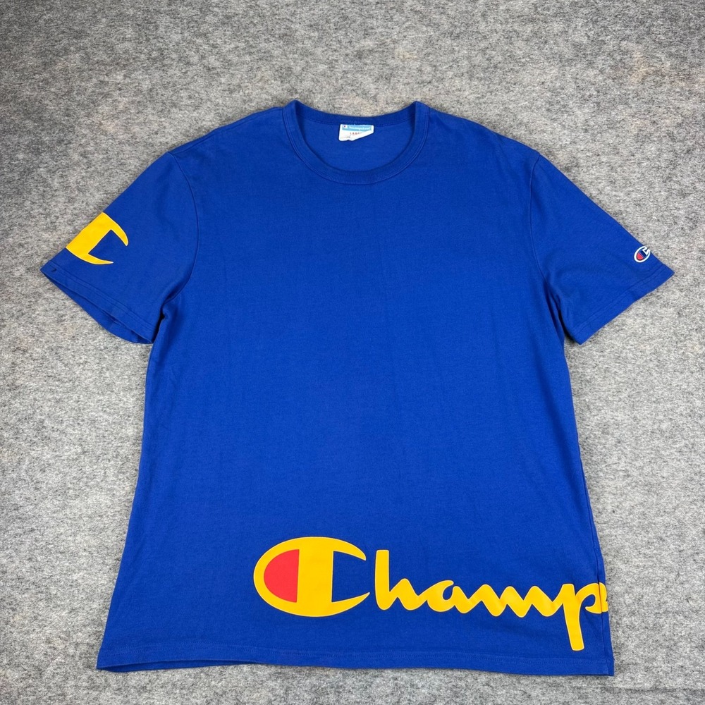 Vintage Champion Heritage T-Shirt Tee Blue Mens Large L